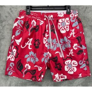 Wes & Willy Men's‎ Alabama Crimson Tide Swim Trunks Size XL Red Floral